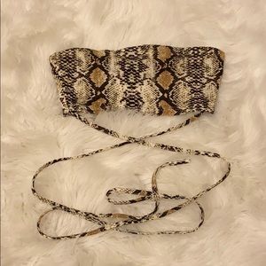 snake print crop top with strings